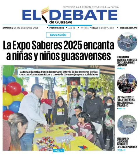 Portada de El Debate de Guasave del domingo, 26 de enero de 2025
