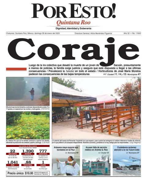 Portada de Por Esto (quintana Roo Chetumal) del domingo, 26 de enero de 2025