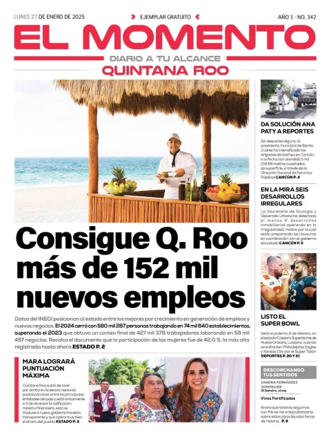 Portada de El Momento Quintana Roo