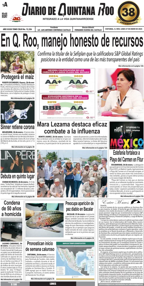 Portada de Diario de Quintana Roo (portada)
