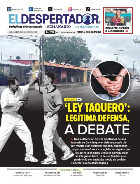 Portada de El Despertador de Quinatana Roo del lunes, 27 de enero de 2025