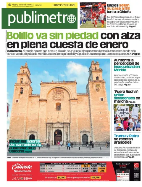 Portada de Publimetro Mérida del lunes, 27 de enero de 2025