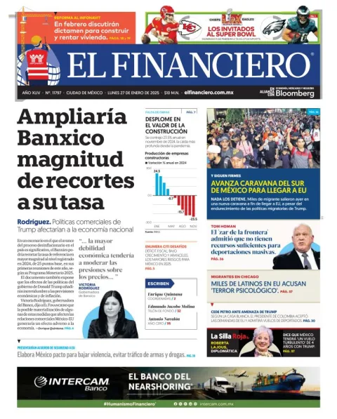 Portada de El Financiero del lunes, 27 de enero de 2025