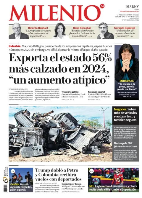 Portada de Milenio León del lunes, 27 de enero de 2025