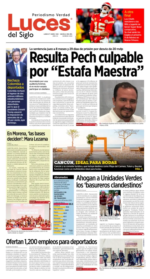 Portada de Luces del Siglo del lunes, 27 de enero de 2025