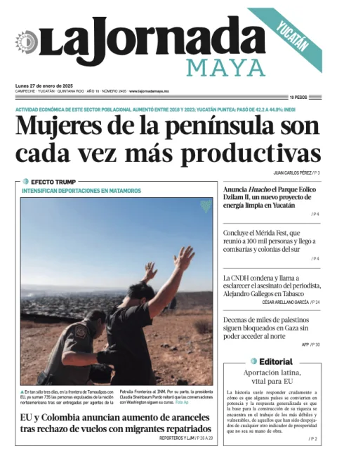 Portada de La Jornada Maya Yucatán del lunes, 27 de enero de 2025