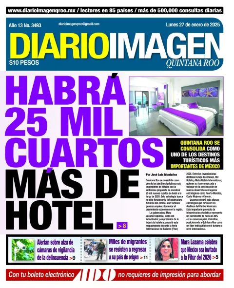 Portada de Diario Imagen Quintana Roo del lunes, 27 de enero de 2025