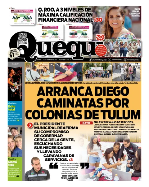Portada de Quequi del lunes, 27 de enero de 2025
