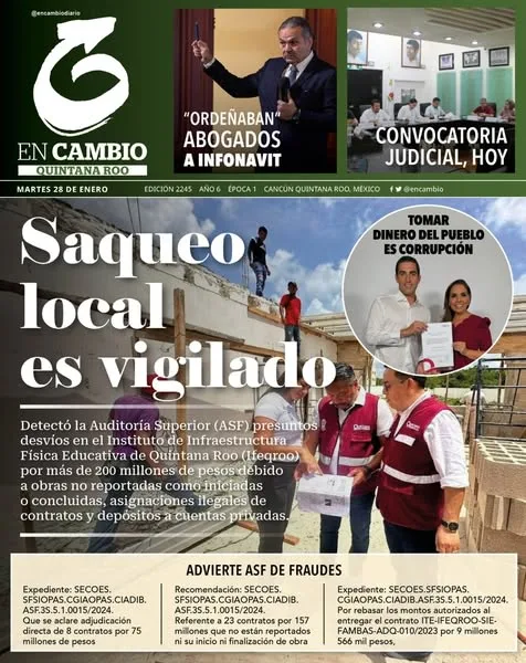 Portada de En Cambio - Quintana Roo (portada) del martes, 28 de enero de 2025