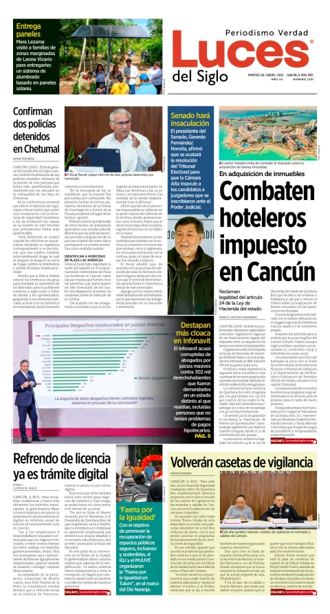Portada de Luces del Siglo del martes, 28 de enero de 2025