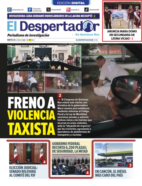 Portada de El Despertador de Quinatana Roo del martes, 28 de enero de 2025