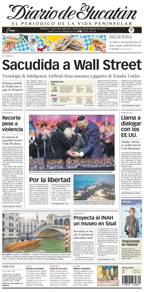 Portada de Diario de Yucatán del martes, 28 de enero de 2025