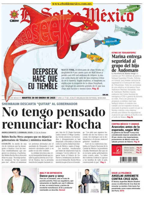 Portada de El Sol de México del martes, 28 de enero de 2025