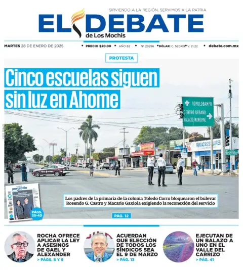 Portada de El Debate de los Mochis del martes, 28 de enero de 2025