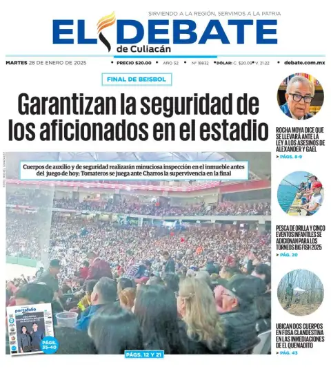 Portada de El Debate de Culiacán del martes, 28 de enero de 2025