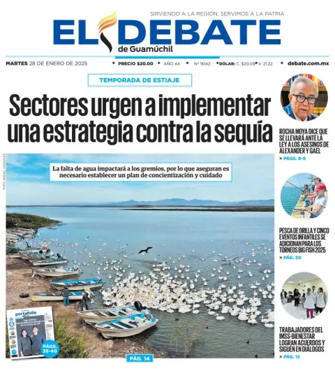 Portada de El Debate de Guamúchil del martes, 28 de enero de 2025