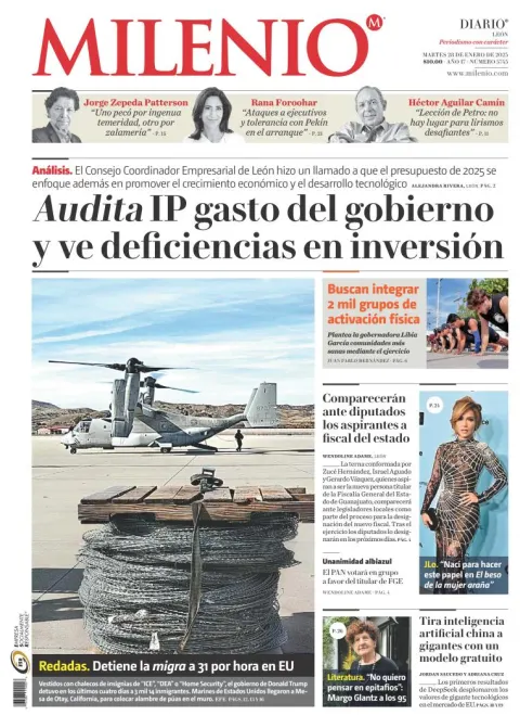Portada de Milenio León del martes, 28 de enero de 2025