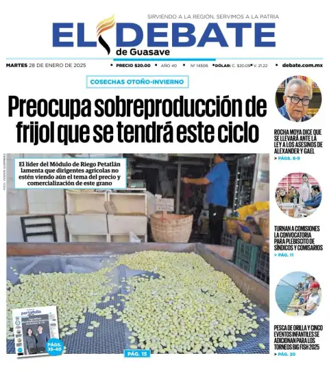 Portada de El Debate de Guasave del martes, 28 de enero de 2025