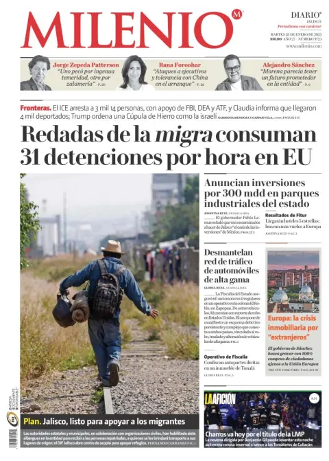 Portada de Milenio Jalisco del martes, 28 de enero de 2025