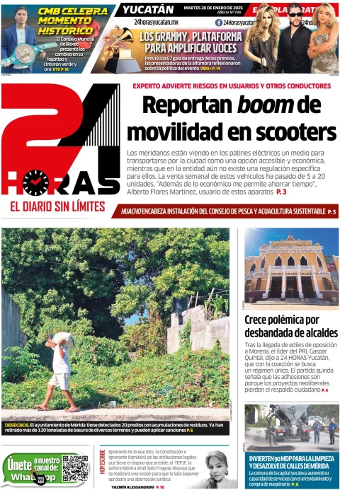 Portada de 24 Horas Yucatan del martes, 28 de enero de 2025
