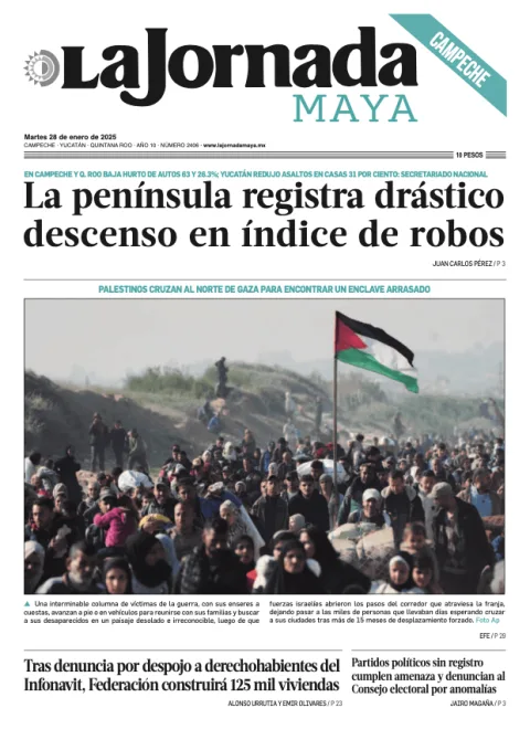 Portada de La Jornada Maya Campeche del martes, 28 de enero de 2025