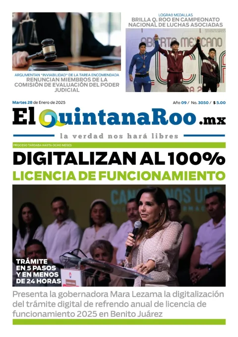 Portada de El Quintana Roo (portada) del martes, 28 de enero de 2025