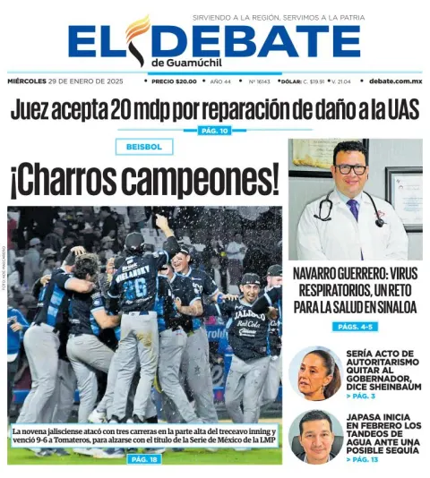 Portada de El Debate de Guamúchil del miércoles, 29 de enero de 2025