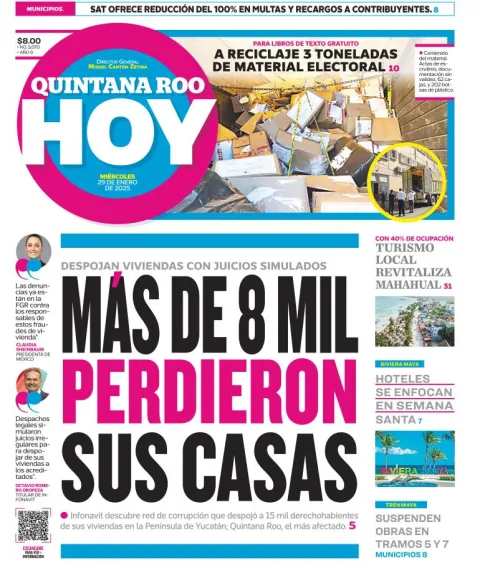 Portada de Quintana Roo Hoy del miércoles, 29 de enero de 2025
