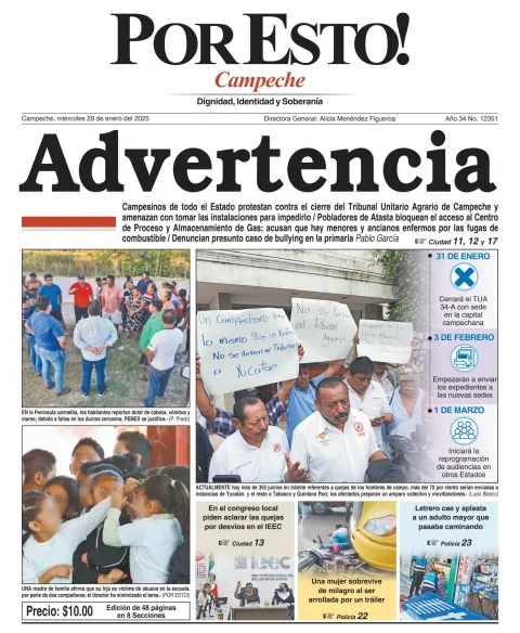 Portada de Por Esto (campeche) del miércoles, 29 de enero de 2025