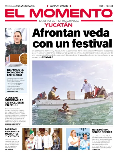 Portada de El Momento Yucatan del miércoles, 29 de enero de 2025