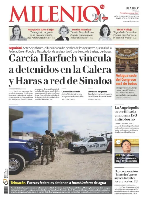 Portada de Milenio Puebla del miércoles, 29 de enero de 2025