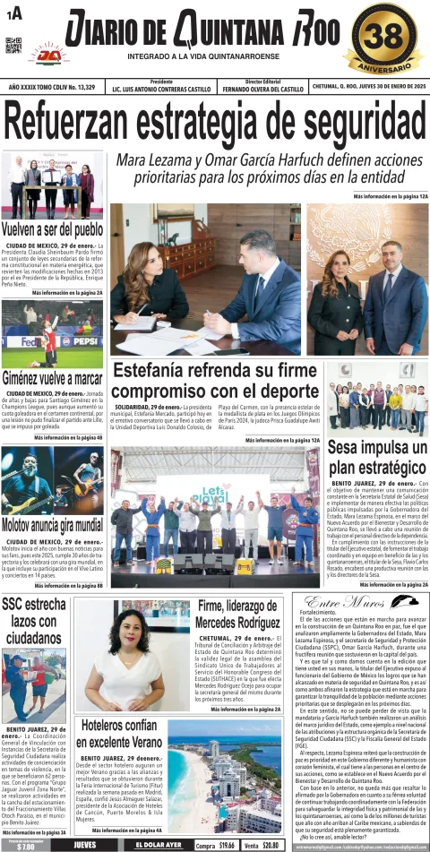 Portada de Diario de Quintana Roo (portada)