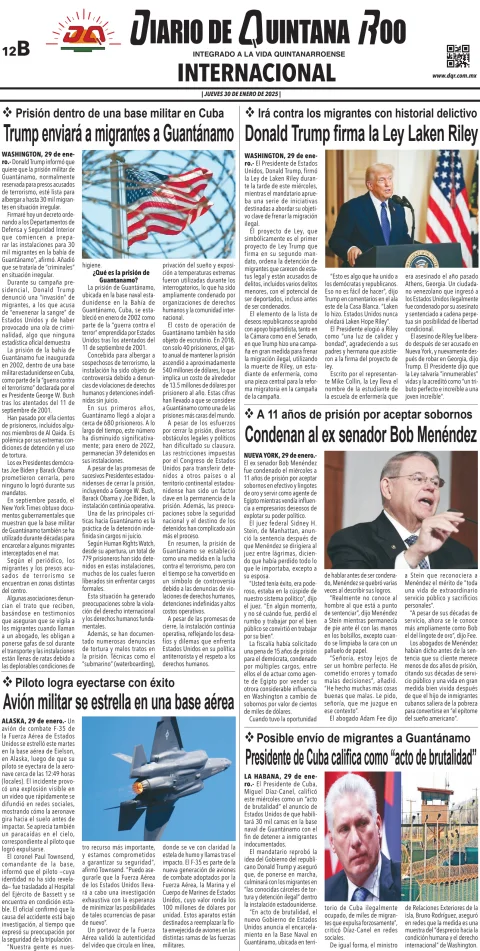 Portada de Diario de Quintana Roo (contra Portada)