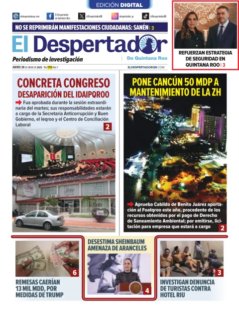 Portada de El Despertador de Quinatana Roo del 2025-01-30
