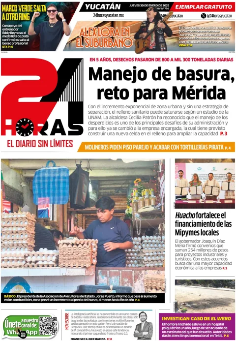 Portada de 24 Horas Yucatan del jueves, 30 de enero de 2025