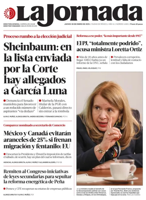 Portada de La Jornada