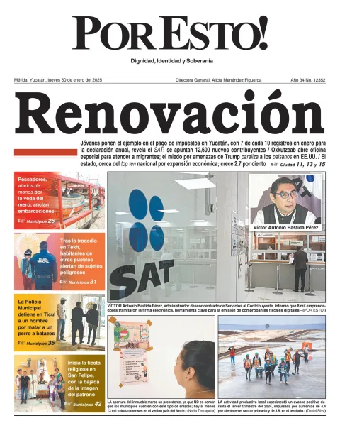 Portada de Por Esto (merida, Yucatan) del jueves, 30 de enero de 2025