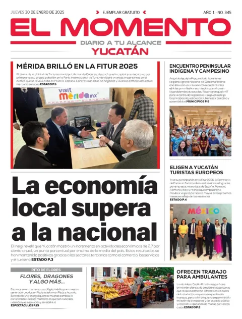 Portada de El Momento Yucatan del jueves, 30 de enero de 2025
