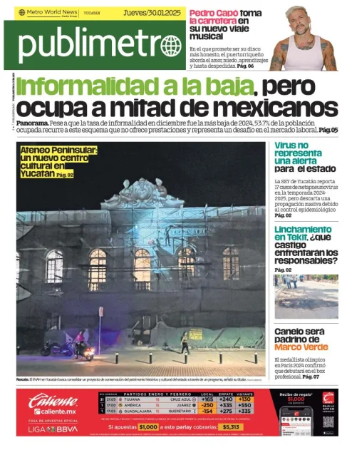 Portada de Publimetro Mérida del jueves, 30 de enero de 2025