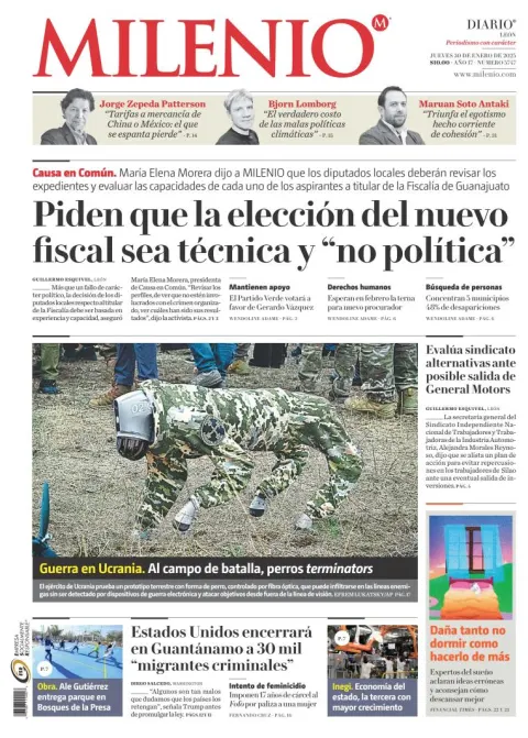 Portada de Milenio León del jueves, 30 de enero de 2025