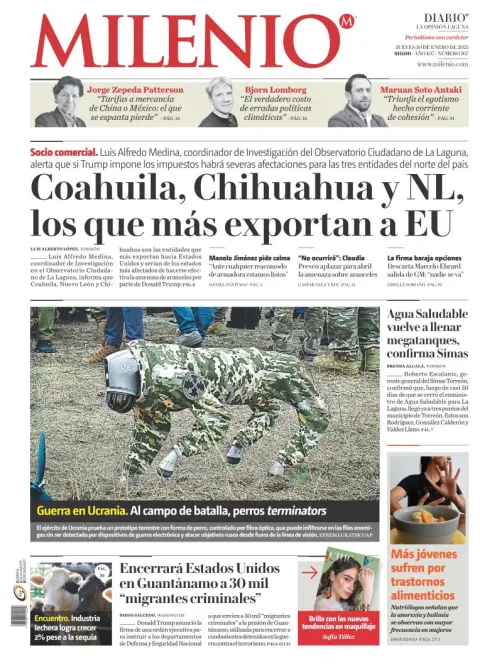 Portada de Milenio Laguna del jueves, 30 de enero de 2025