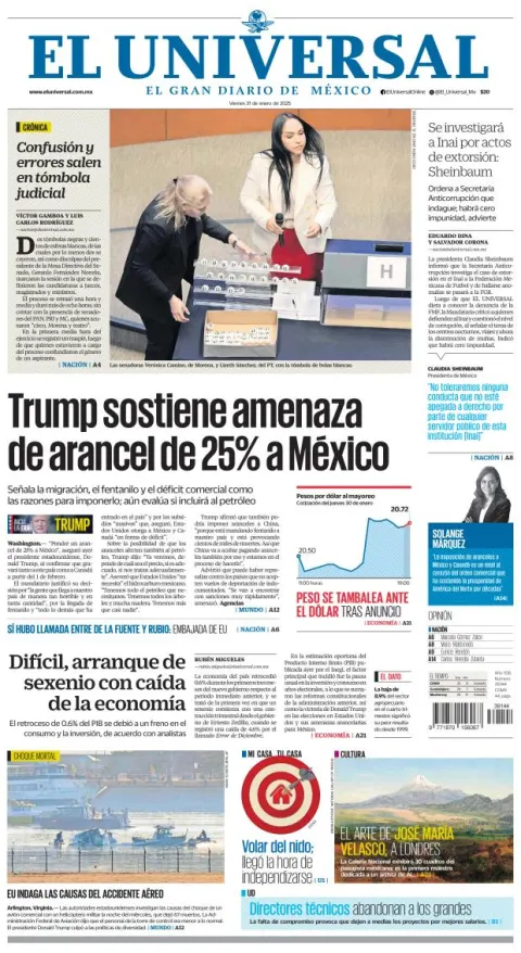 Portada de El Universal