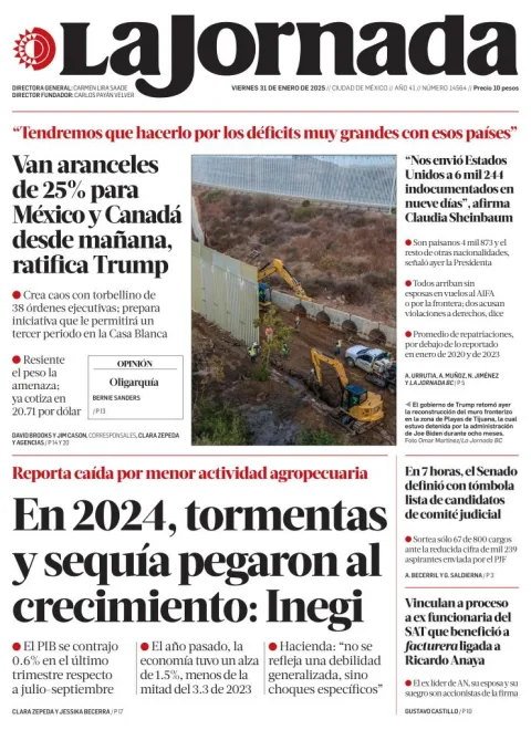 Portada de La Jornada