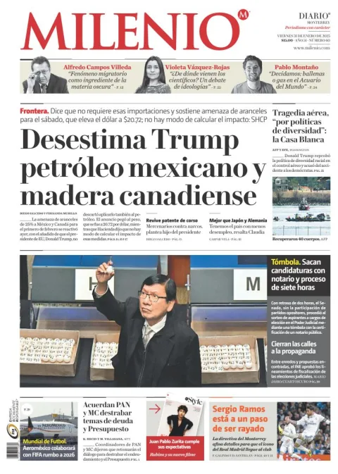 Portada de Milenio Monterrey del 2025-01-31