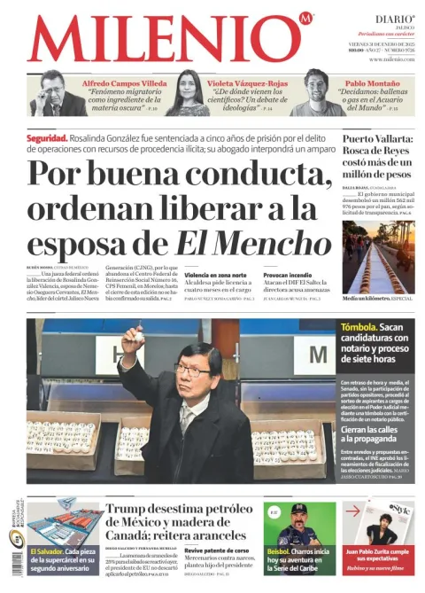 Portada de Milenio Jalisco del viernes, 31 de enero de 2025