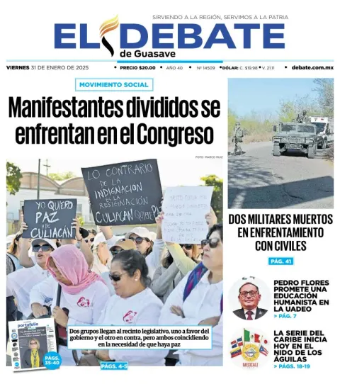 Portada de El Debate de Guasave del viernes, 31 de enero de 2025