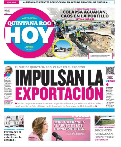 Portada de Quintana Roo Hoy del viernes, 31 de enero de 2025