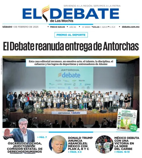 Portada de El Debate de los Mochis del sábado, 1 de febrero de 2025