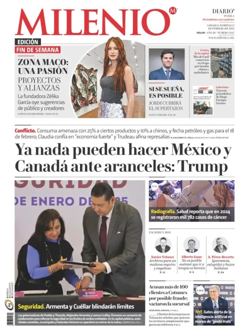 Portada de Milenio Puebla del sábado, 1 de febrero de 2025