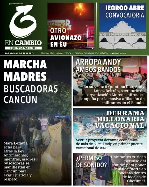 Portada de En Cambio - Quintana Roo (portada) del sábado, 1 de febrero de 2025